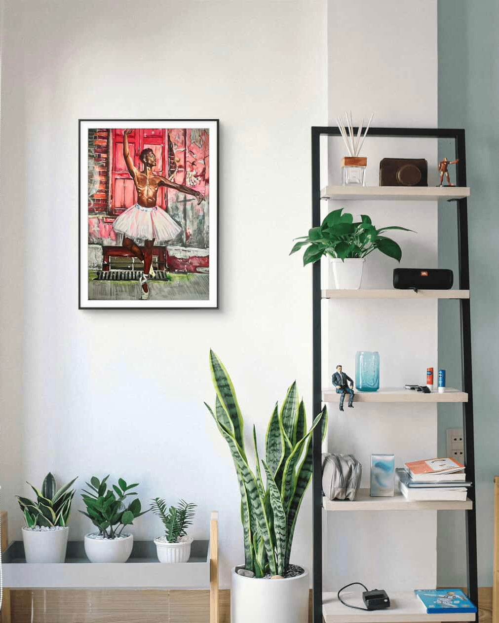 ORIGINAL ARTWORK - Ballet in front of a pink wall