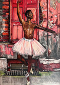 ORIGINAL ARTWORK - Ballet in front of a pink wall