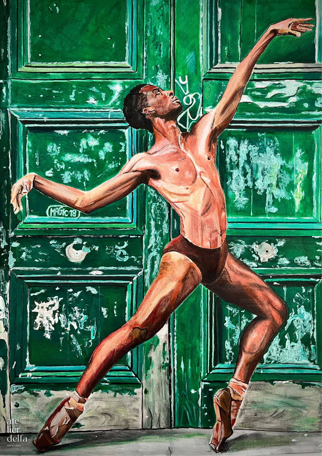 Ballet devant la porte verte | Ballet in front of a green door